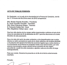 Acta por la que los miembros electos han intentado tomar posesión de sus nuevos cargos