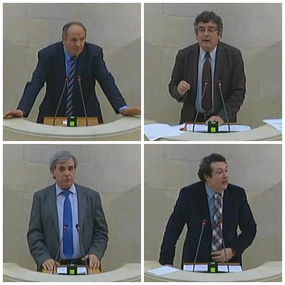 De izquierda a derecha y de arriba a abajo: Javier Fernández (PP); Juan Guimerans (PSOE); Rafael de la Sierra (PRC), Íñigo Fernández (PP) / Fotos: Parlamento de Cantabria