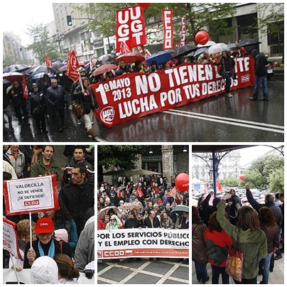 Siete mil personas desafían la intensa lluvia y secundan el 1 de mayo en Santander