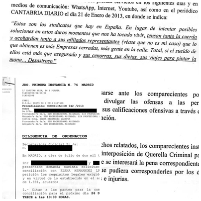 Dos delegados de USO demandan a una columnista de CANTABRIA DIARIO por un artículo de opinión