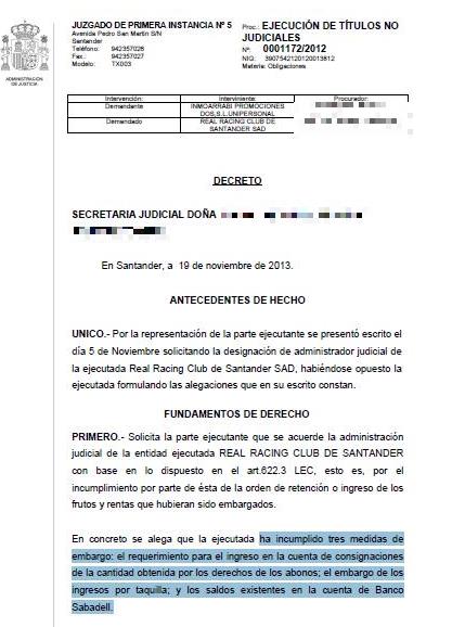 Se aprueba la administración judicial para el Racing de Santander