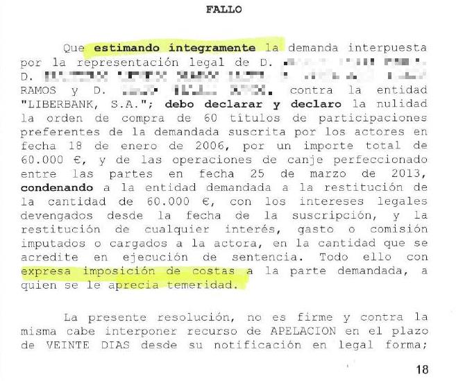 El juez afea la “temeridad” de Liberbank al oponerse a las demandas con argumentos “rechazados por multitud de sentencias”