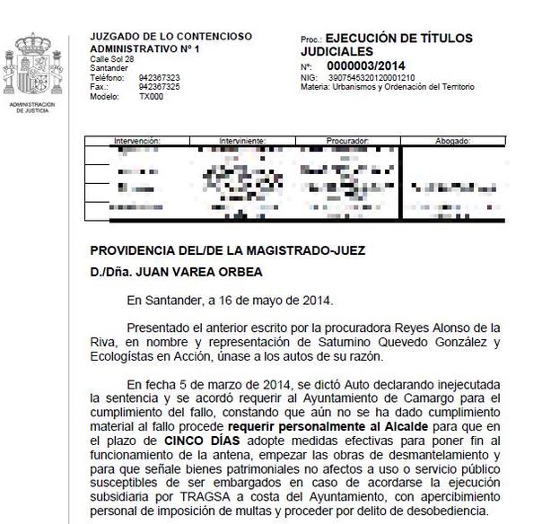 El juzgado requiere al alcalde de Camargo a retirar una antena de telefonía ilegal