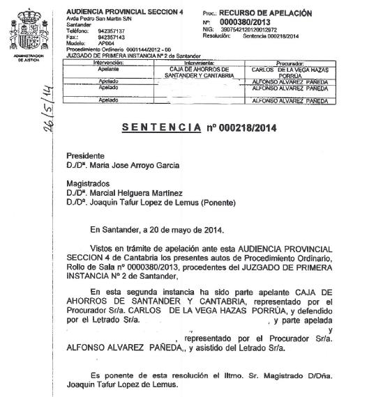  Nuevo varapalo judicial a Caja Cantabria-Liberbank, condenada a devolver el dinero de preferentes a una mujer con Alzheimer