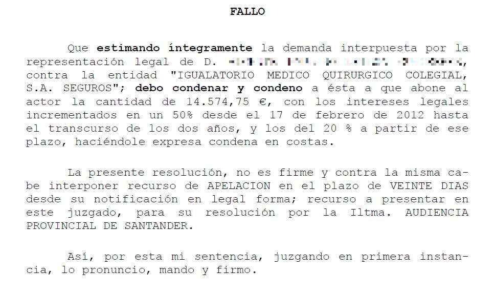 Igualatorio Médico Colegial deberá indemnizar con más de 14.000 euros a un asegurado al que negó un tratamiento neurorehabilitador