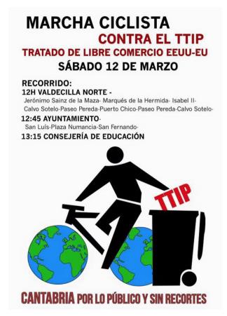 Convocada una marcha ciclista contra el Tratado de Libre Comercio TTIP