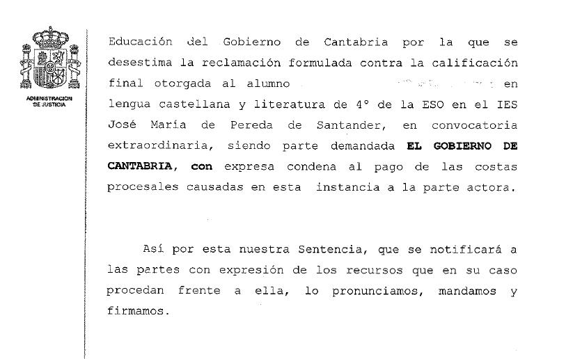 La Justicia rechaza anular un suspenso de un alumno de Cuarto de Secundaria