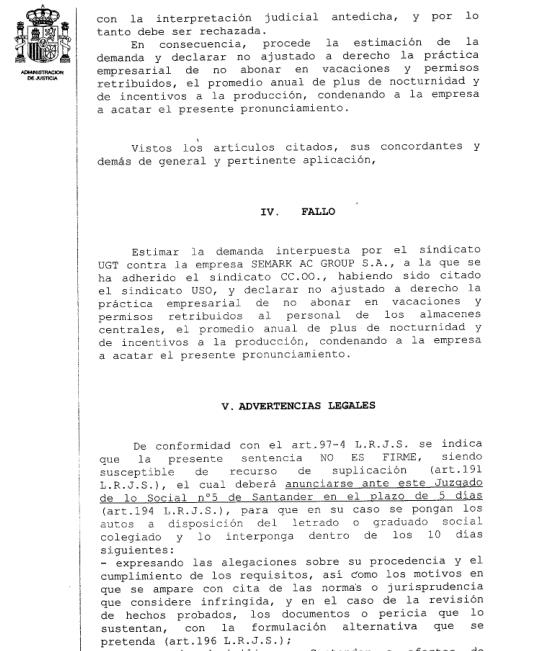  Una sentencia obliga a Lupa a abonar los pluses de nocturnidad y de producción en vacaciones y permisos retribuidos