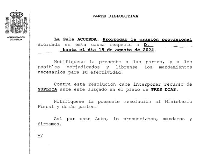 Prorrogada hasta el año 2024 la prisión provisional al condenado por agredir a su mujer y abocarla a arrojarse por la ventana