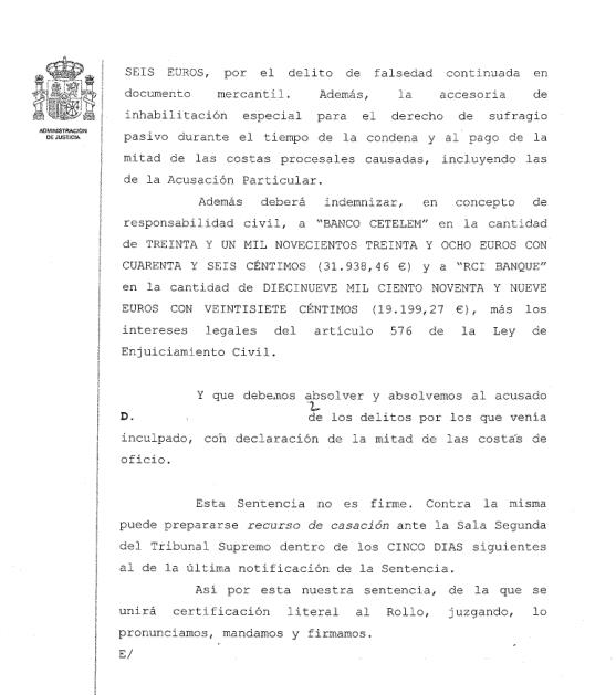 Prisión, multa e indemnización por utilizar una firma falsa de su madre para comprar tres vehículos