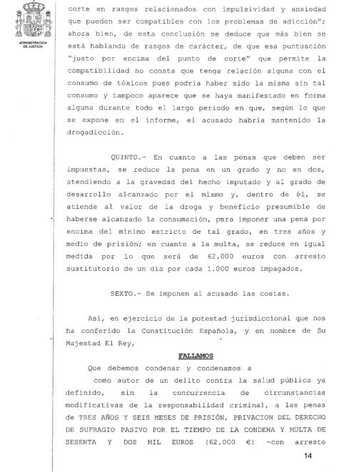 Tres años y medio de prisión por recoger un paquete procedente de México con kilo y medio de cocaína