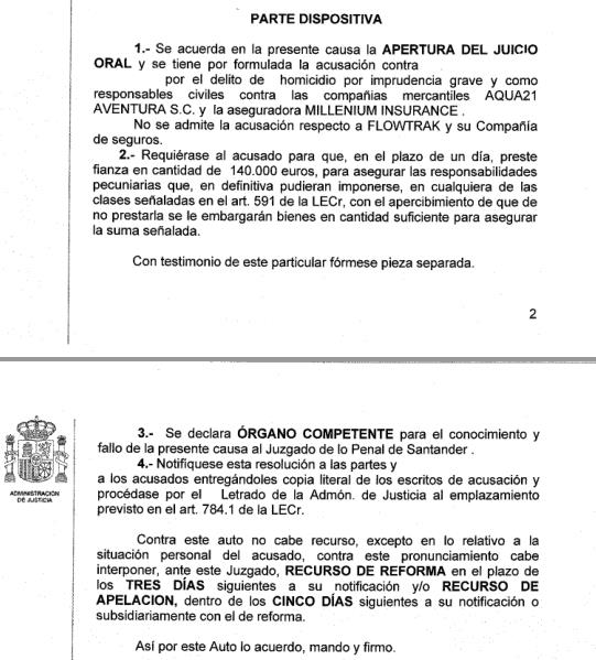 Abierto juicio oral al responsable de una empresa de aventura por la muerte de una joven al practicar puenting