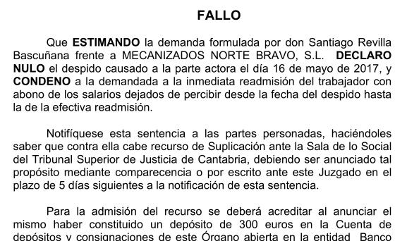 La Justicia declara nulos los despidos de dos trabajadores de Mecanor afiliados a UGT