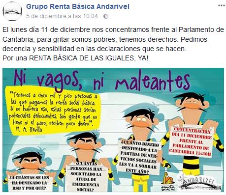 Convocada la concentración "Ni vagos, ni maleantes" frente al Parlamento de Cantabria