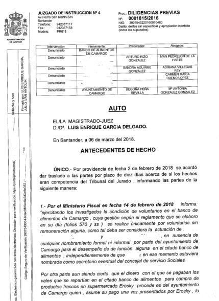 Incoado jurado a dos voluntarios del banco de alimentos de Camargo por malversación con los vales de comida