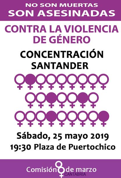 La Comisión 8 de Marzo traslada este sábado su concentración de los "Los 25 de cada mes" a la Plaza de Puertochico