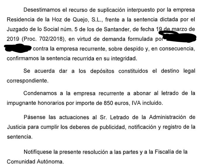 Dos sentencias del TSJC dan la razón a las gerocultoras de La Hoz de Quejo, que no están obligadas a preparar la medicación de los residentes