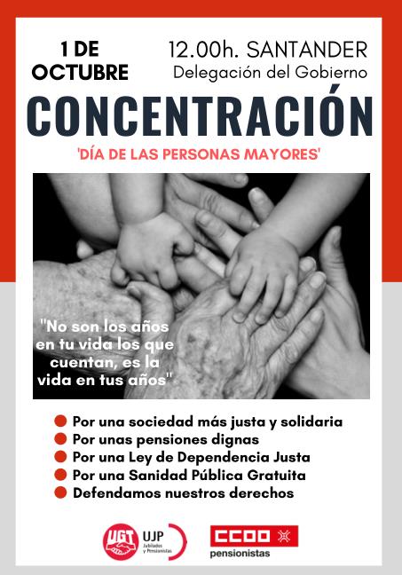 CCOO y UGT convocan una concentración el 1 de octubre en el Día de las Personas Mayores