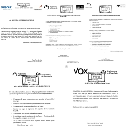 Desde teléfonos iPhone hasta banderas de España: salen a la luz más peticiones de todos los grupos del Parlamento de Cantabria