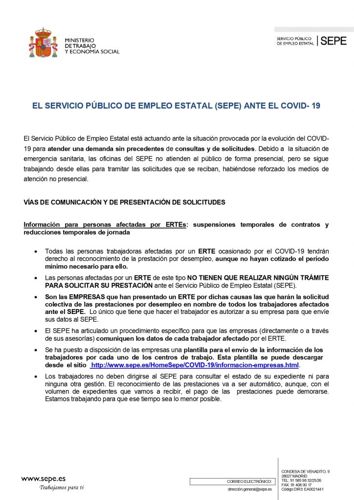 Alerta de fraude: el Gobierno recuerda a los trabajadores sujetos a un ERTE que no tienen que hacer ningún trámite