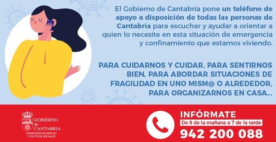 Políticas Sociales activa el teléfono 942 200 088 para apoyar a la ciudadanía