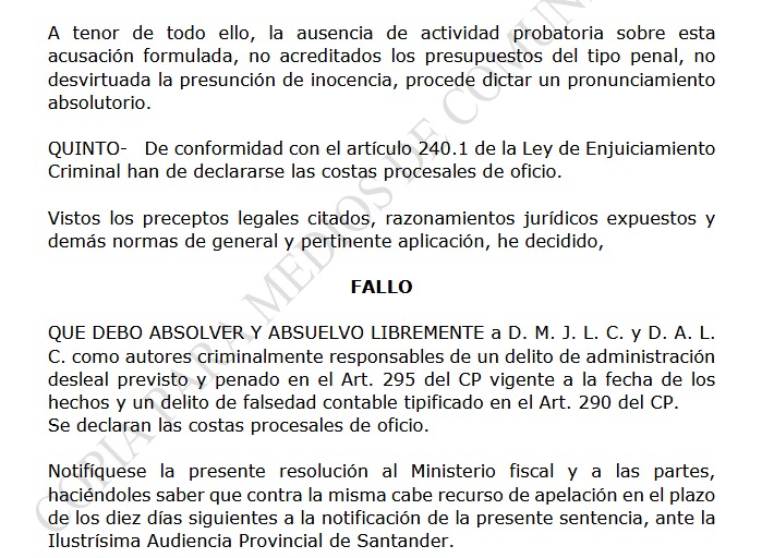 Absueltos los administradores de Ecomasa porque en su actuación al frente de la compañía 'no hubo abuso ni beneficio económico'