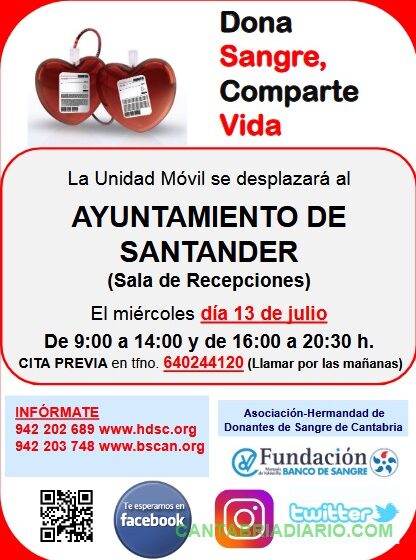  Santander acoge una nueva donación de sangre el próximo miércoles