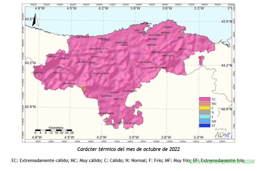 Octubre fue extremadamente cálido y muy seco en Cantabria - Fuente: AEMET CANTABRIA