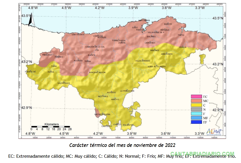 Noviembre fue muy cálido y seco en Cantabria - Fuente: AEMET