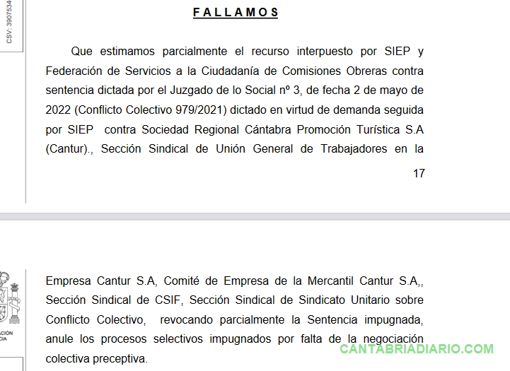 CCOO incide en la "falta de transparencia e imparcialidad en la contratación de personal en CANTUR"