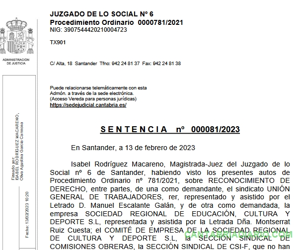  Una sentencia judicial anula la cobertura de una plaza temporal de coordinador de la SRECD en sala de exposiciones Enaire