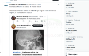 En la imagen una de las numerosas groserías vertidas desde la cuenta del Consejo de Estudiantes de Cantabria durante las últimas horas