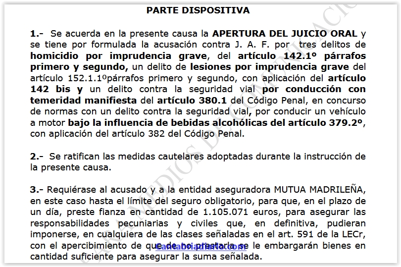 La Audiencia de Cantabria juzgará al conductor acusado de atropellar a tres personas en Suesa