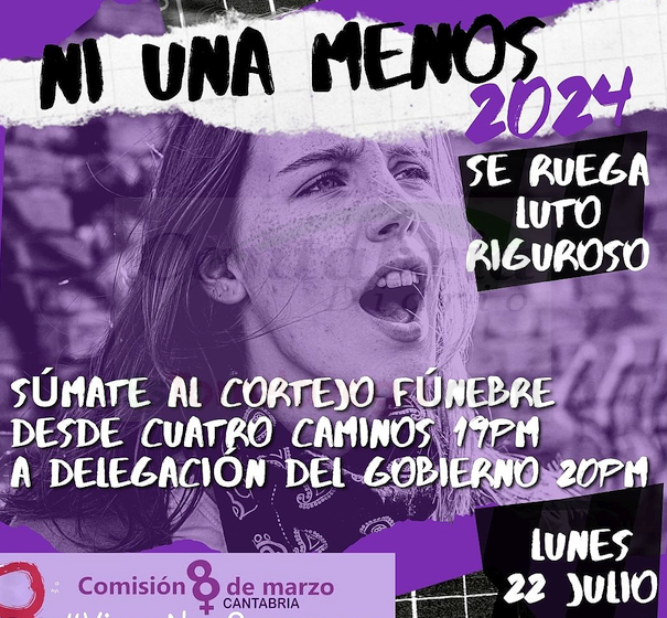 La Comisión 8 de Marzo convoca este lunes un “cortejo fúnebre” en Santander en homenaje a las víctimas de violencia machista