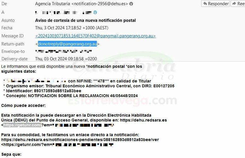  Nueva oleada de falsos emails de la Agencia Tributaria