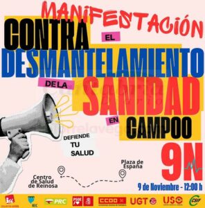 Una manifestación recorrerá Reinosa el 9 de noviembre contra el 'desmantelamiento' de la sanidad en Campoo