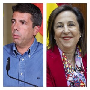 En la imagen el President de la Generalitat Valenciana Carlos Mazón y la ministra de Defensa Margarita Robles - (C) Fotos: Oficina de Comunicación de la GVA y Ministerio de Defensa