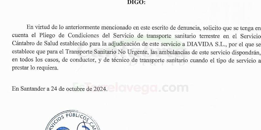 UGT denuncia a la empresa concesionaria del transporte sanitario no urgente de Cantabria