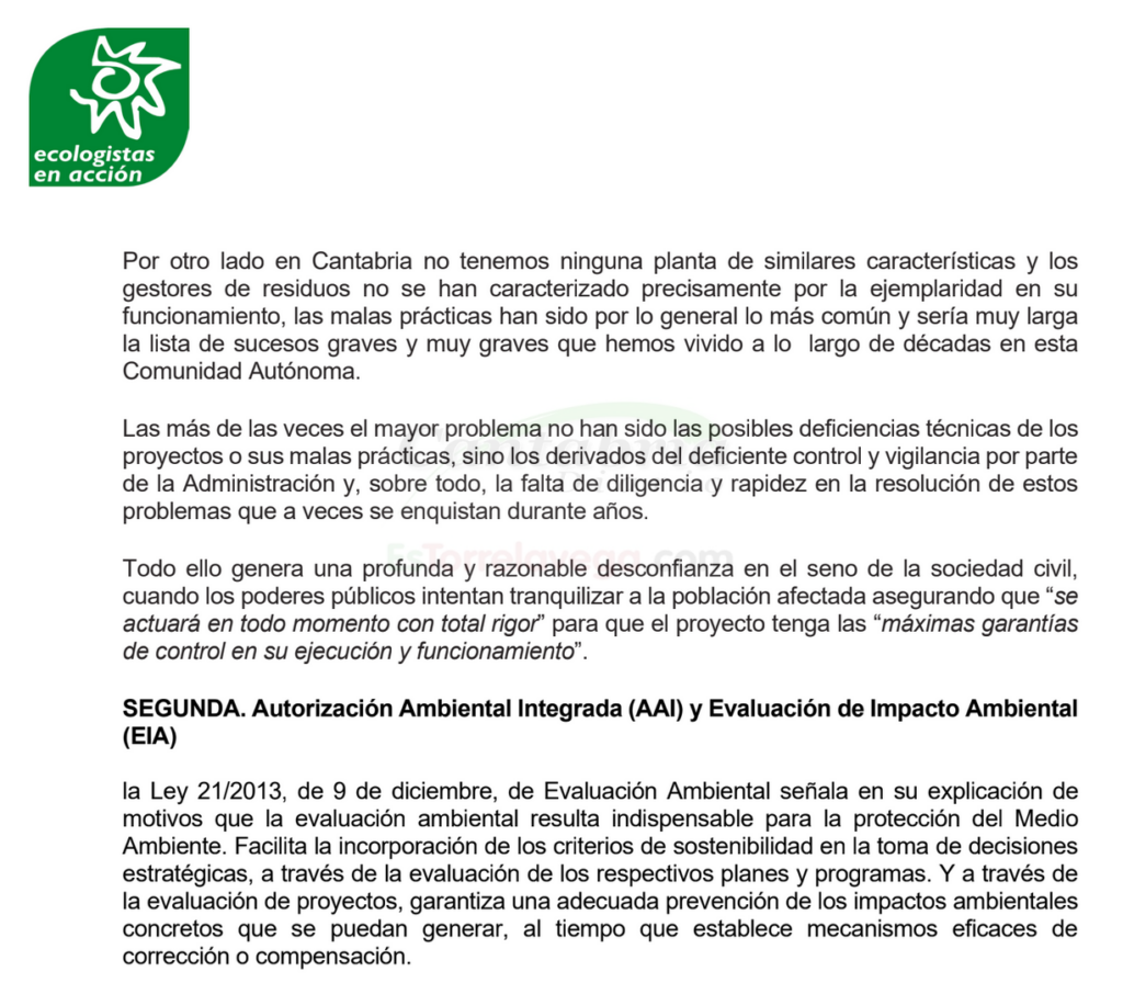 Los ecologistas presentan alegaciones a la planta de biogas de Hazas en Cesto