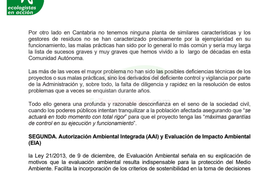 Los ecologistas presentan alegaciones a la planta de biogas de Hazas en Cesto