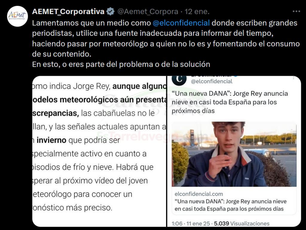 La AEMET carga contra los medios que dan voz a la pseudociencia de las cabañuelas de Jorge Rey