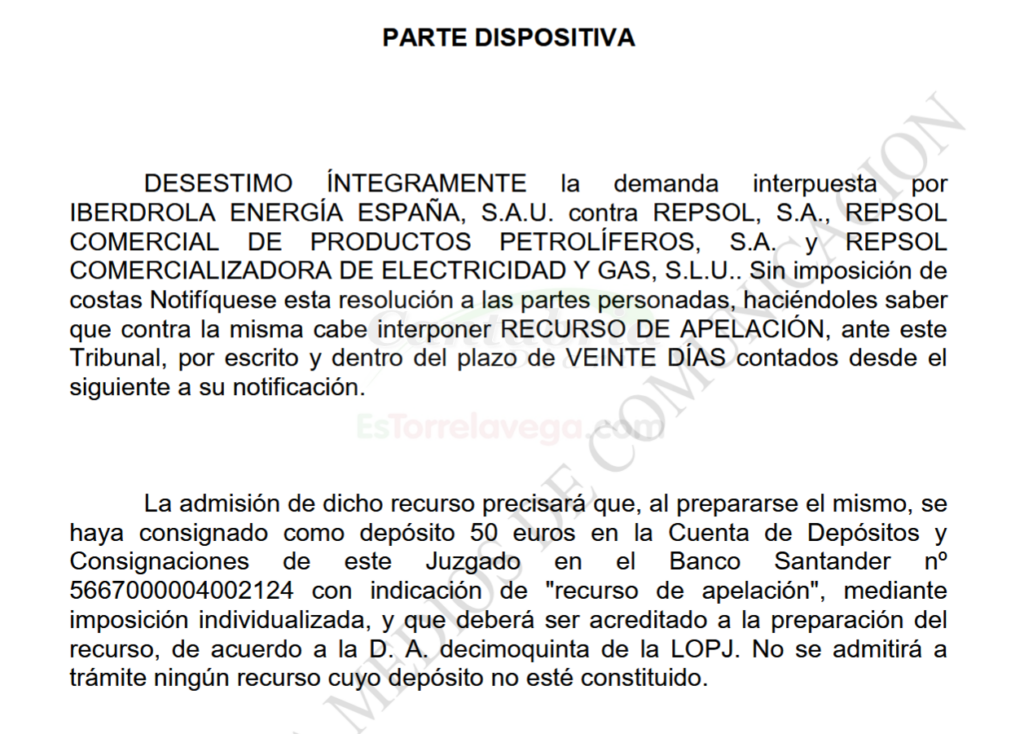 El Juzgado desestima la demanda de Iberdrola contra Repsol por publicidad engañosa